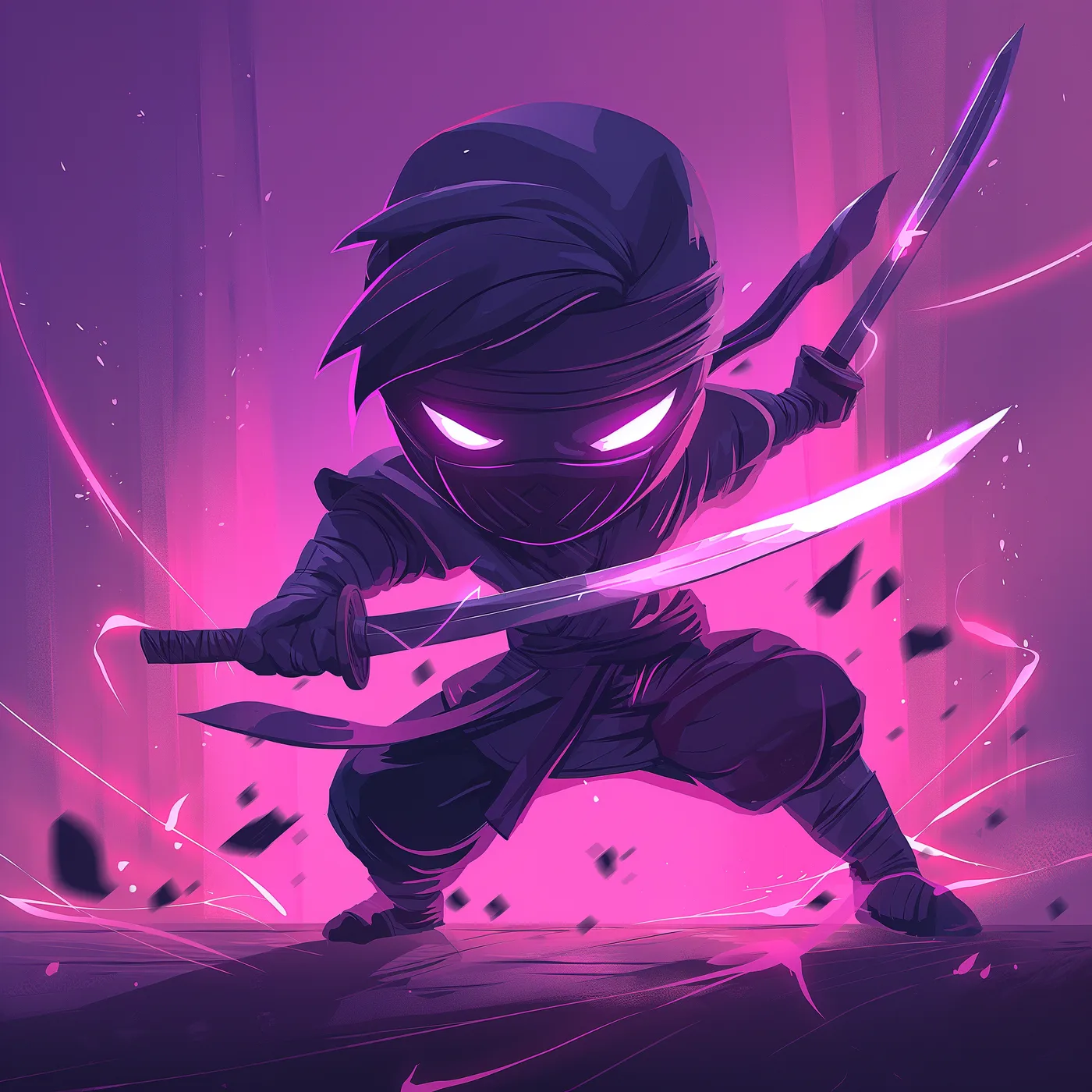 KunaiKash ninja with two glowing katanas